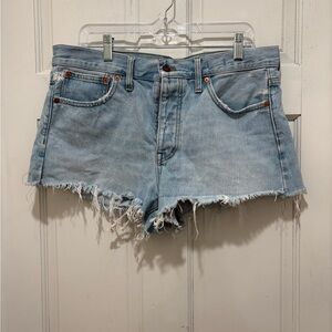 Madewell Light Blue Frayed Jean Shorts